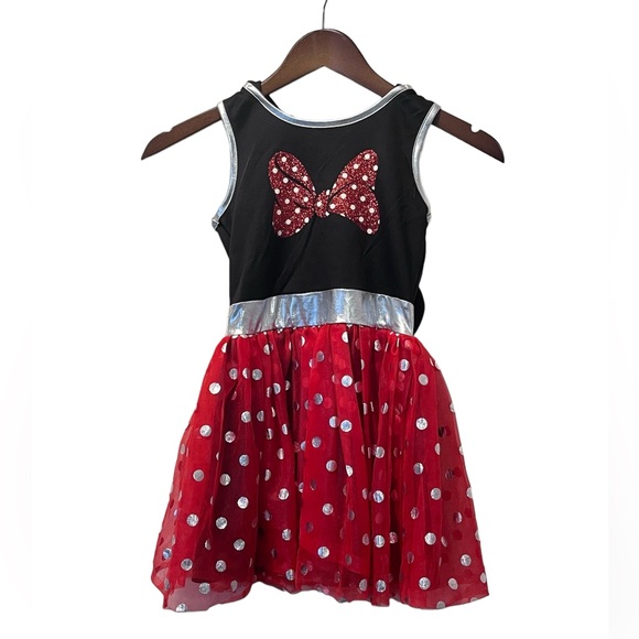 Disney Youth Girls Jumbo Big Bow Minnie Tutu Dress Red Black size 6 - Picture 1 of 8